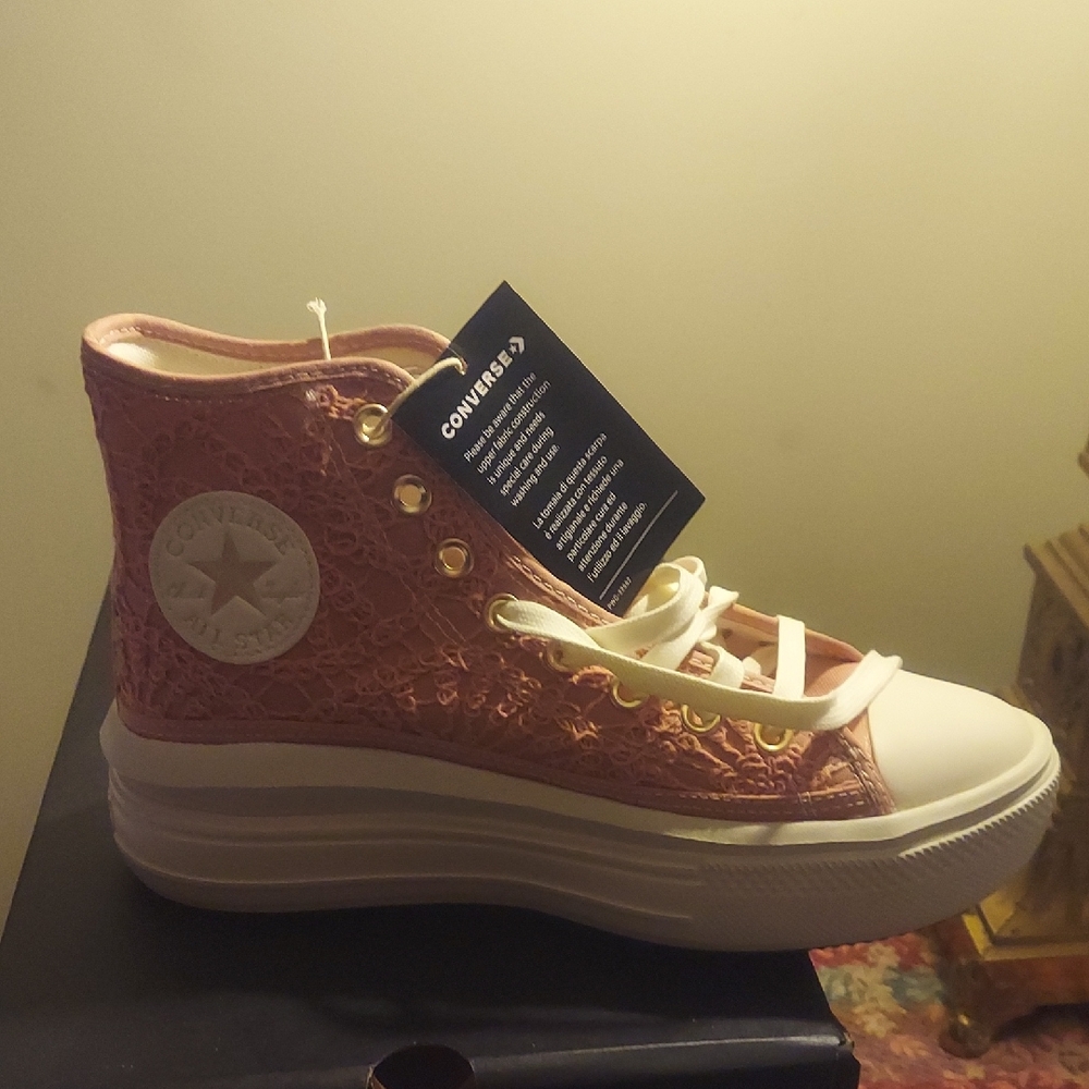 Converse Pink Lace High-Top Sneakers